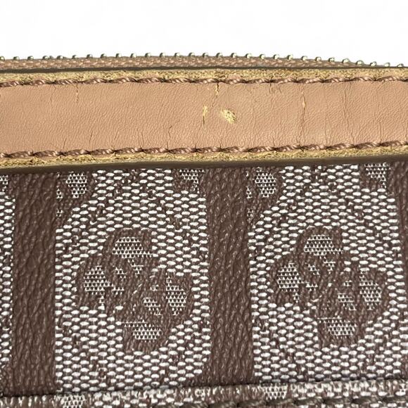 Guess Logo Print Brown Charm Crossbody Purse Vegan Coquette Bling Tan AOP Retro - Picture 4 of 12
